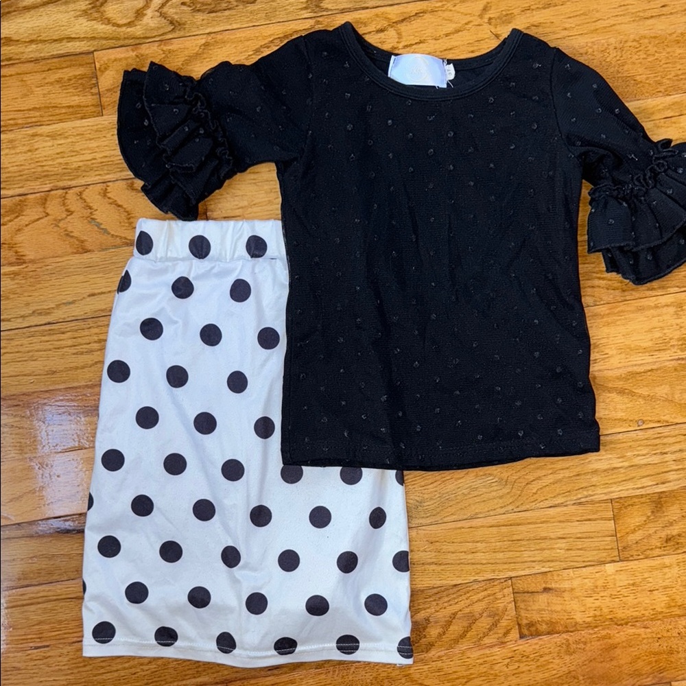 Kids Black and White Polka Dot Matching Set